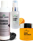 3 Steps Skin Care Combo-3 Items "Charcoal Cleanser,Vitamin C Serum & Mango Moisturizer